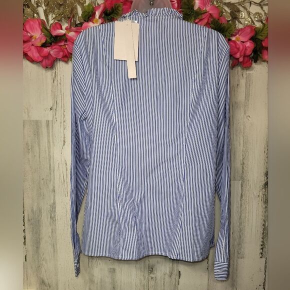 Avec Les Filles Ruffled Button Up Long Sleeve Shirt NWT - Picture 7 of 12